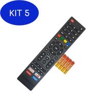 Kit 5 Controle Tv Remoto Todas Smart Philco Primevideo Netlix +Pilha