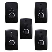 Kit 5 controle ventilador oscila placa 4x2 biv preta 11775
