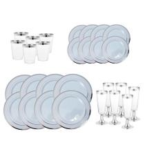 KIT 5 CONVIDADOS Copo Taça Prato Descartável de Luxo Prata