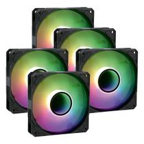 Kit 5 Cooler Fan ARGB Ventoinha para Gabinete Espelho Infinito PC Gamer Desktop 5V Revenger G-VR340