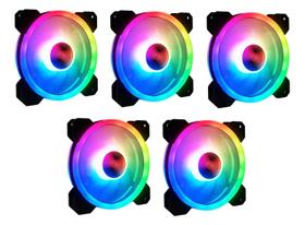 Kit 5 Cooler Fan Rgb 120mm 12cm Dupla Face Para Gabinete