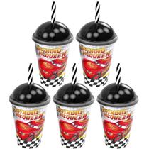Kit 5 Copo de Lembrança com Canudo para Festa Infantil do Carros Mcqueen Kit 5 Copo de Lembrança com Canudo para Festa Infantil do Carros Mcqueen