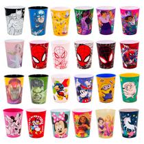 Kit 5 Copo Infantil de Plástico 320 ml Personagens Heróis e Princesas Kit 5 Copo Infantil de Plástico 320 ml Personagens Heróis e Princesas