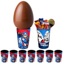 Kit 5 Copos 320ml Infantil Capitão América p/ Base de Ovo de Páscoa