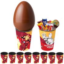 Kit 5 Copos 320ml Infantil Homem de Ferro p/ Base de Ovo de Páscoa
