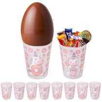 Kit 5 Copos 320ml para Ovo de Páscoa Estampa de Unicórnio Infantil