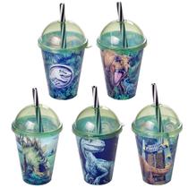 Kit 5 Copos com Canudo p/ Festa Infantil Dinossauro Jurassic