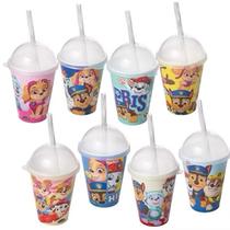 Kit 5 Copos com canudo Patrulha Canina 280 ml sortido