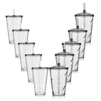 Kit 5 Copos Com Tampa 700Ml 5 Copos Com Tampa 550Ml Acrílico