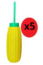 Kit 5 copos decorativos milho amarelo festa junina c/ canudo