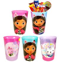 Kit 5 Copos e Canudo p/ Festa Infantil Casa Mágica da Gabby