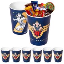 Kit 5 Copos Lembrancinha Decoração de Festa Mulher Maravilha