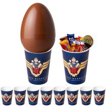 Kit 5 Copos Licenciados da Mulher Maravilha para Ovo de Páscoa