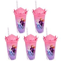 Kit 5 Copos Princesa Frozen Elsa e Anna Festa Infantil Lembrança de Aniversário