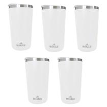 Kit 5 Copos Térmicos Aço Inox 420ML Branco p/ Água Cerveja Café - Quente e Frio Unica