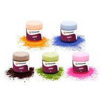 Kit 5 Corantes de Vela Cores Básicas 7g Saramanil Anilina Pó Tingimento Parafinas Pote Barra Lentilha Gel Cera