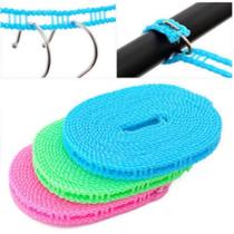 Kit 5 Corda De Varal Antiderrapante Cabides Ajustável 5mts