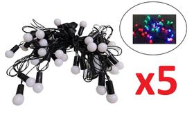 Kit 5 Cordão Pisca Pisca C/40 Bolinhas Led Colorido 127V 4 M