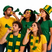 Kit 5 Cornetas Pequenas Torcedor Brasil Verde Amarelo Líder