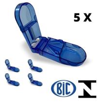 Kit 5 Cortador De Comprimidos Com Armenamento E Lâmina Bic