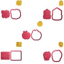 Kit 5 Cortadores Coruja ABC Lápis Mapa Maçã Kit 5 Cortadores Coruja ABC Lápis Mapa Maçã