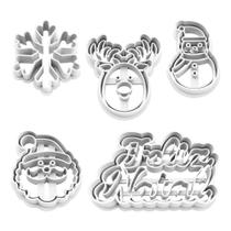 Kit 5 Cortadores de Biscoitos Natalinos Formas Clássicas de Natal