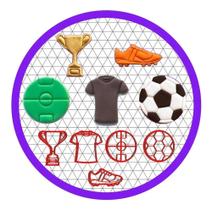 Kit 5 Cortadores Futebol Bola Camisa Biscoito Cupcake 5 Cm
