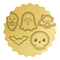 Kit 5 Cortadores Halloween Fantasmas Morcegos Caveira