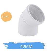 Kit 5 Cotovelo Joelho Esgoto 40mm 1 1/2 Polegadas Branco 45
