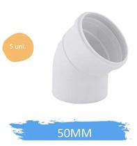Kit 5 Cotovelos Joelho Esgoto 50mm 2 Polegadas Branco 45