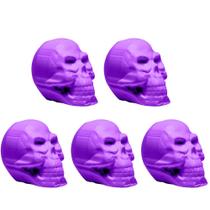 Kit 5 Crânios para Decoração de Festa Dia das Bruxas Mortos Halloween Roxo