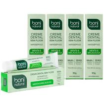 Kit 5 Creme Dental Boni Natural Sem Fluor Menta Melaleuca Antisseptico Vegano Halito Fresco 90g Kit 5 Creme Dental Boni Natural Sem Fluor Menta Melaleuca Antisseptico Vegano Halito Fresco 90g