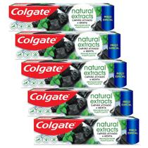Kit 5 Creme Dental Colgate Extracts Carvão Ativado e Menta 140g