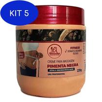 Kit 5 Creme Massageador Pimenta Negra Elimina Estrias E Celulites