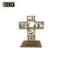 Kit 5 Crucifixo Presépio Base Dupla 12,7x15,3 Natal Mdf Madeira