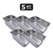 Kit 5 cuba com alca inox 1/1 gn 150 para buffet