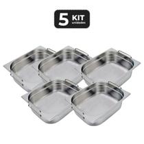 Kit 5 cuba com alca inox 1/2 gn 100 para buffet
