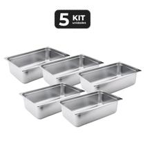 Kit 5 cuba sem alca inox 1/1 gn 100 para buffet