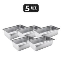 Kit 5 cuba sem alca inox 1/1 gn 150 para buffet
