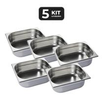 Kit 5 cuba sem alca inox 1/2 gn 100 para buffet