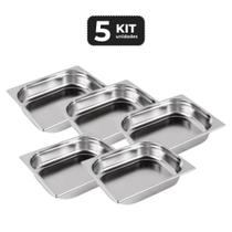 Kit 5 cuba sem alca inox 1/2 gn 65 para buffet
