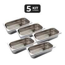 Kit 5 cuba sem alca inox 1/3 gn 65 para buffet
