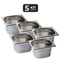 Kit 5 cuba sem alca inox 1/6 gn 100 para buffet Kit 5 cuba sem alca inox 1/6 gn 100 para buffet