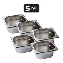 Kit 5 cuba sem alca inox 1/6 gn 65 para buffet