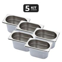 Kit 5 cuba sem alca inox 1/9 gn 150 para buffet