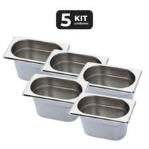 Kit 5 cuba sem alca inox 1/9 gn 65 para buffet