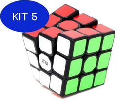 Kit 5 Cubo Mágico Profissional Qiyi 3X3X3 Sail W Black Qi Yi