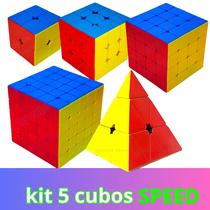 Kit 5 Cubos Magicos 2x2x2 + 3x3x3 + 4x4x4 + 5x5x5 + Pirâmide