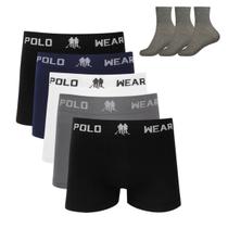 Kit 5 Cueca Boxer Polo Wear Microfibra Sortido + 3 Meias M12 Kit 5 Cueca Boxer Polo Wear Microfibra Sortido + 3 Meias M12