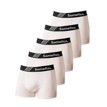 Kit 5 Cueca Boxer Somellos Microfibra Branca Premium